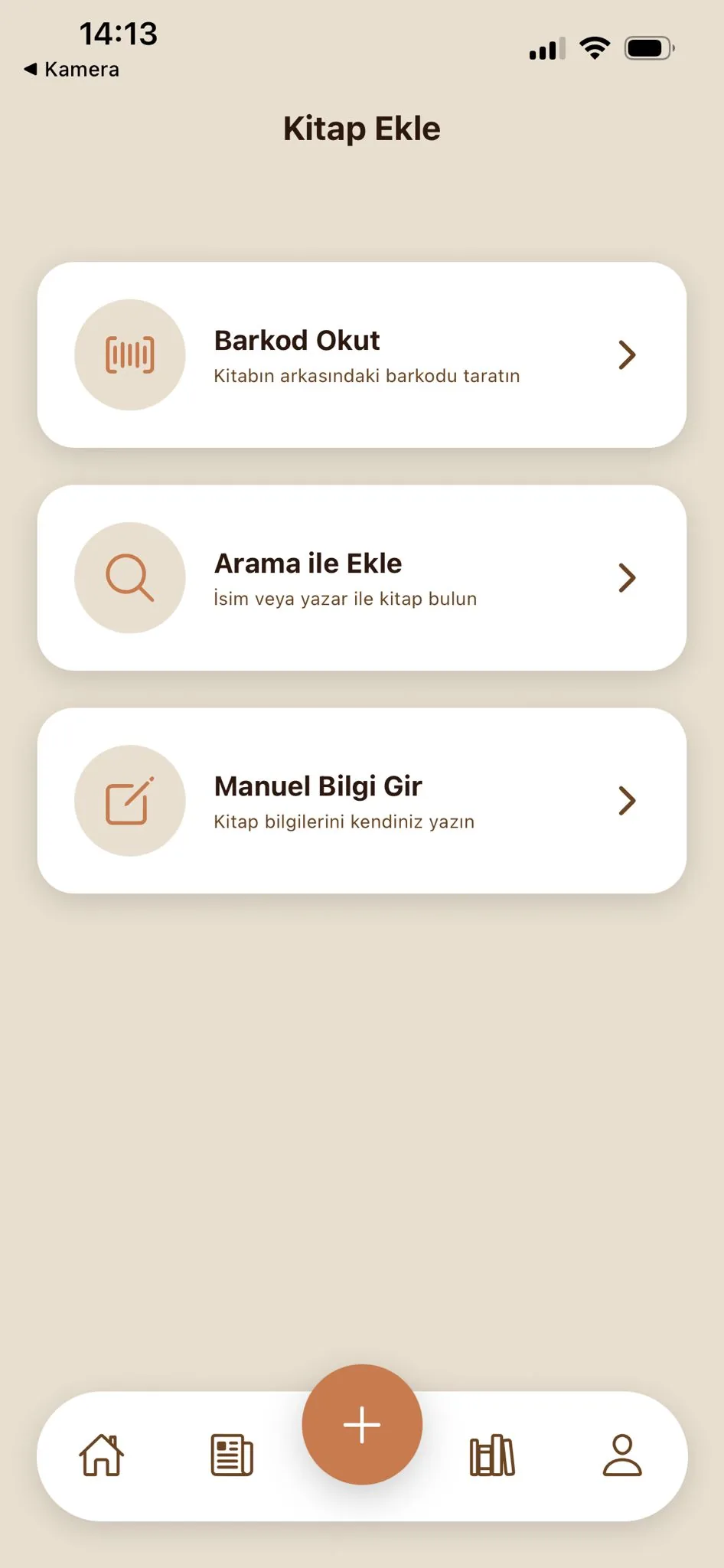 Buraftayım uygulaması kitap ekleme ekranı